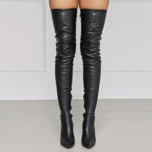 boots autumn and winter knee pu sharp edge zipper high heels women's big shoes are personalized versatile, Black
boots autumn and winter knee pu sharp edge zipper high heels women's big shoes are personalized versatile, Black