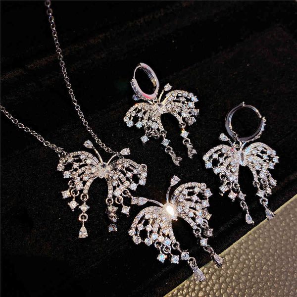 strands strings design 18k white gold plated hollow out flashing butterfly earrings water drop dance necklace clavicle neck chain, Black
strands strings design 18k white gold plated hollow out flashing butterfly earrings water drop dance necklace clavicle neck chain, Black