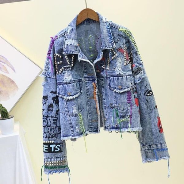 women's jackets fashion clothing denim jacket female blue rivet coat single-breasted graffiti printi women jeans, Black;brown
women's jackets fashion clothing denim jacket female blue rivet coat single-breasted graffiti printi women jeans, Black;brown