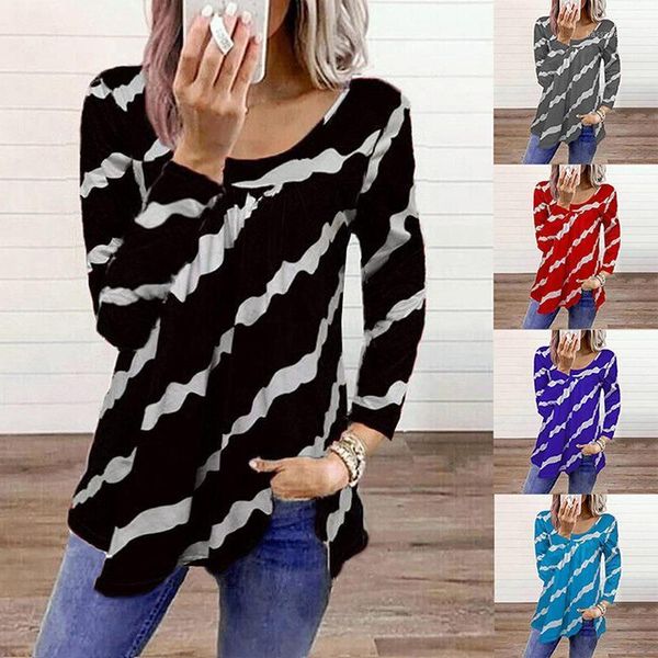 women's t-shirt harajuku t shirt vintage long sleeve casual tee women autumn clothes round neck striped print loose streetwear, White
women's t-shirt harajuku t shirt vintage long sleeve casual tee women autumn clothes round neck striped print loose streetwear, White