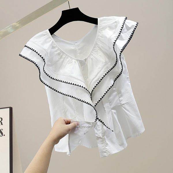 women's blouses & shirts superaen fashion double-layered ruffles v neck pleated waist sleeveless shirt solid casual blouse women, White
women's blouses & shirts superaen fashion double-layered ruffles v neck pleated waist sleeveless shirt solid casual blouse women, White