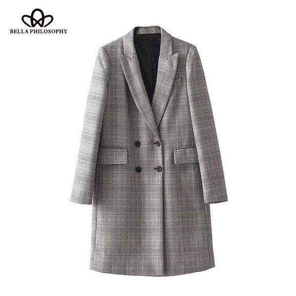 women's suits & blazers philosophy 2021 autumn winter plaid blazer for women casual outwear double breasted fashion female long coat, White;black
women's suits & blazers philosophy 2021 autumn winter plaid blazer for women casual outwear double breasted fashion female long coat, White;black