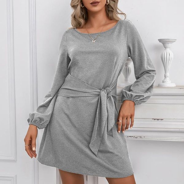 casual dresses fashion women lantern long sleeve pure colors mini dress office ladies round neck lace-up party vestido de mujer#g3, Black;gray
casual dresses fashion women lantern long sleeve pure colors mini dress office ladies round neck lace-up party vestido de mujer#g3, Black;gray