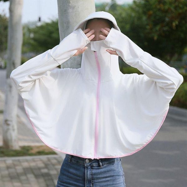 scarves women summer hooded long sleeve shawl cape sunscreen silk wide brim hat cropped zipper riding cardigan coat, Blue;gray
scarves women summer hooded long sleeve shawl cape sunscreen silk wide brim hat cropped zipper riding cardigan coat, Blue;gray
