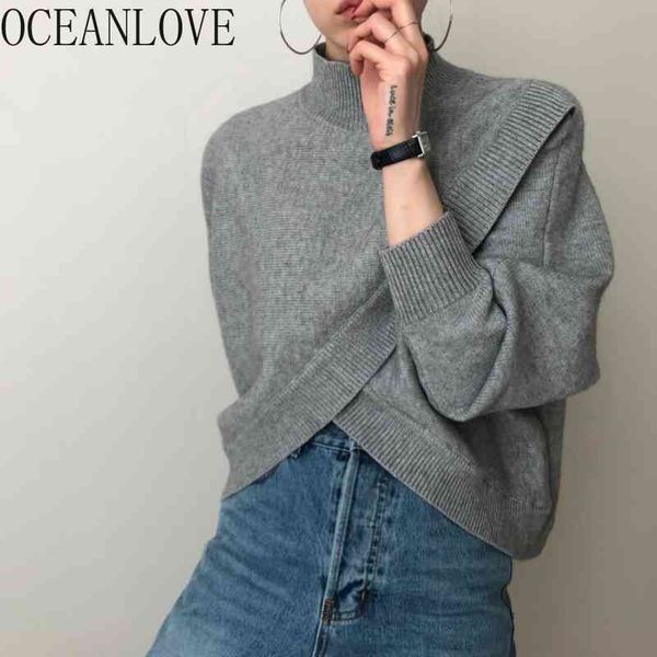 grey autumn winter clothes women sweaters solid turtleneck pull femme hiver vintage irregular short pullovers 18866 210415, White;black
grey autumn winter clothes women sweaters solid turtleneck pull femme hiver vintage irregular short pullovers 18866 210415, White;black