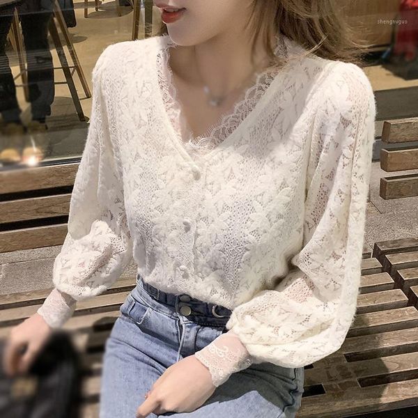 women's blouses & shirts casual v neck lace blusas women sweet long sleeve blouse female cozy lantern spring soft ropa mujer femme, White
women's blouses & shirts casual v neck lace blusas women sweet long sleeve blouse female cozy lantern spring soft ropa mujer femme, White