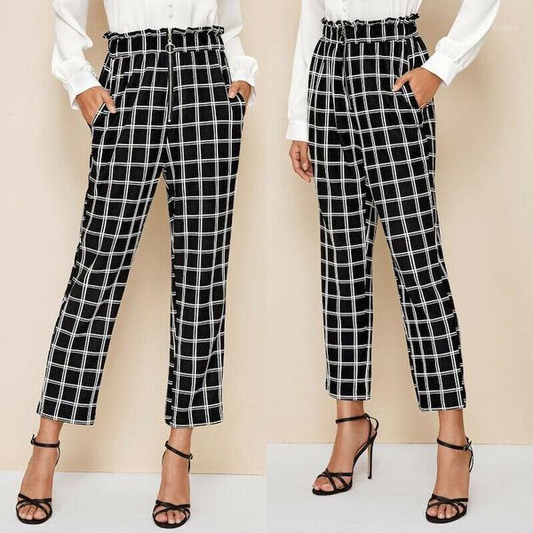 women's pants & capris women high waist plaid check casual trousers ladies loose wide leg long 2021 office work fashion elastick, Black;white
women's pants & capris women high waist plaid check casual trousers ladies loose wide leg long 2021 office work fashion elastick, Black;white