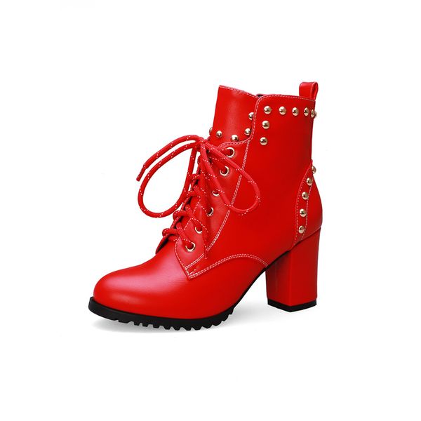 2021 winter ankle biker boots women studded lace up block high heels red black boots shoes female1
2021 winter ankle biker boots women studded lace up block high heels red black boots shoes female1