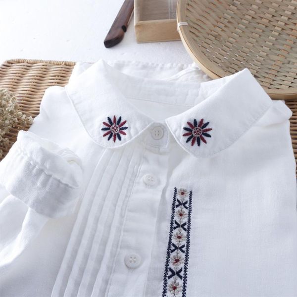 women's blouses & shirts embroidered doll collar shirt simple blouse small fresh cotton women, White
women's blouses & shirts embroidered doll collar shirt simple blouse small fresh cotton women, White