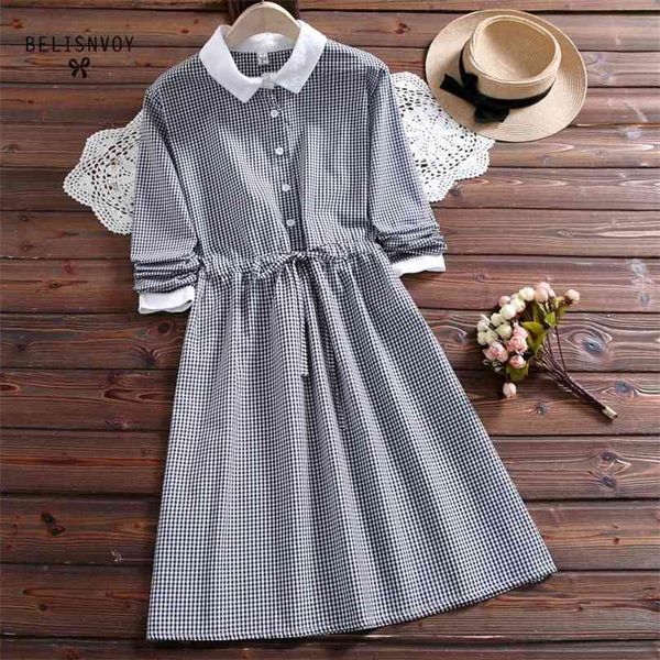 autumn spring preppy style women leisure dress turn-down collar vintage plaid string shirt long sleeve cotton linen 210520, Black;gray
autumn spring preppy style women leisure dress turn-down collar vintage plaid string shirt long sleeve cotton linen 210520, Black;gray