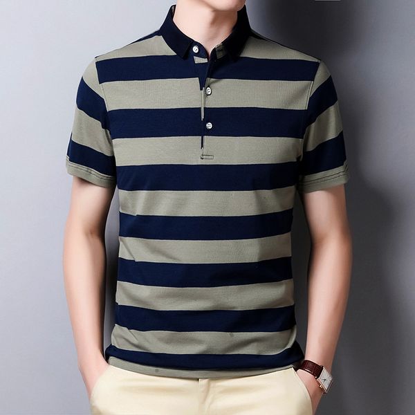 summer new lapel short-sleeved t-shirt middle-aged men's cotton striped polo shirt 30-50 years old business casual top, White;black
summer new lapel short-sleeved t-shirt middle-aged men's cotton striped polo shirt 30-50 years old business casual top, White;black