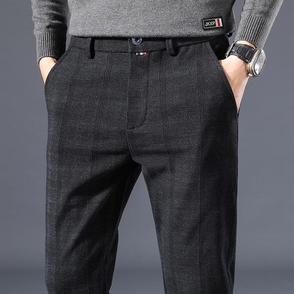 men's pants spring autumn brushed woolen plaid casual mens korean style stretch straight trouser male mid waist fashion small trousers, Black
men's pants spring autumn brushed woolen plaid casual mens korean style stretch straight trouser male mid waist fashion small trousers, Black