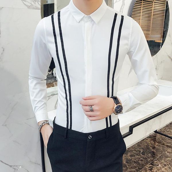 men's casual shirts 2021 fashion mens clothing black striped design camisa social masculina asian size 5xl long sleeved slim korean shi, White;black
men's casual shirts 2021 fashion mens clothing black striped design camisa social masculina asian size 5xl long sleeved slim korean shi, White;black
