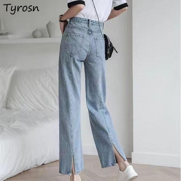women's jeans women design back-slit elegant ankle-length denim trouser all-match high waist zipper korean style straight jean mujer, Blue
women's jeans women design back-slit elegant ankle-length denim trouser all-match high waist zipper korean style straight jean mujer, Blue