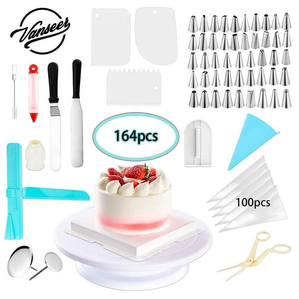 164pcs cake decorating tools set turntable pastry bag nozzles spatula confectionery kitchen supplies equipment baking &
164pcs cake decorating tools set turntable pastry bag nozzles spatula confectionery kitchen supplies equipment baking &