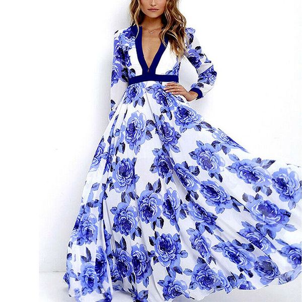 summer beach maxi dress women floral print boho long chiffon pleated casual deep v-neck party vestidos robe femme dresses, Black;gray
summer beach maxi dress women floral print boho long chiffon pleated casual deep v-neck party vestidos robe femme dresses, Black;gray