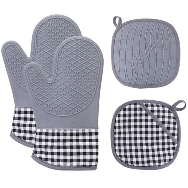 silicone and cotton gloves thick insulation pad set lattice pattern kitchen oven baking mitts
silicone and cotton gloves thick insulation pad set lattice pattern kitchen oven baking mitts