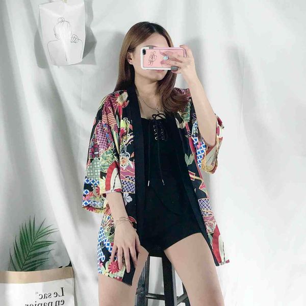 summer three quarter japanese kimono o neck floral print with belt sunscreen harujuku women shirts 210512, White
summer three quarter japanese kimono o neck floral print with belt sunscreen harujuku women shirts 210512, White