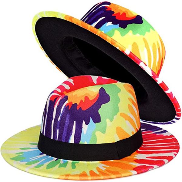 wide brim hats women green tie dye fedora hat felt dress panama printed men special style with black chain wholesale, Blue;gray
wide brim hats women green tie dye fedora hat felt dress panama printed men special style with black chain wholesale, Blue;gray