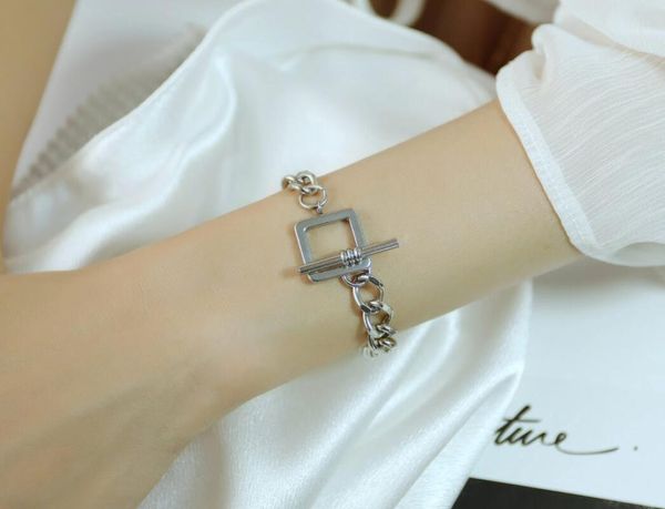 link, chain silver 7 inch women bracelet fashion stainless steel link ot clasp square charms bangle gifts for friends, Black
link, chain silver 7 inch women bracelet fashion stainless steel link ot clasp square charms bangle gifts for friends, Black