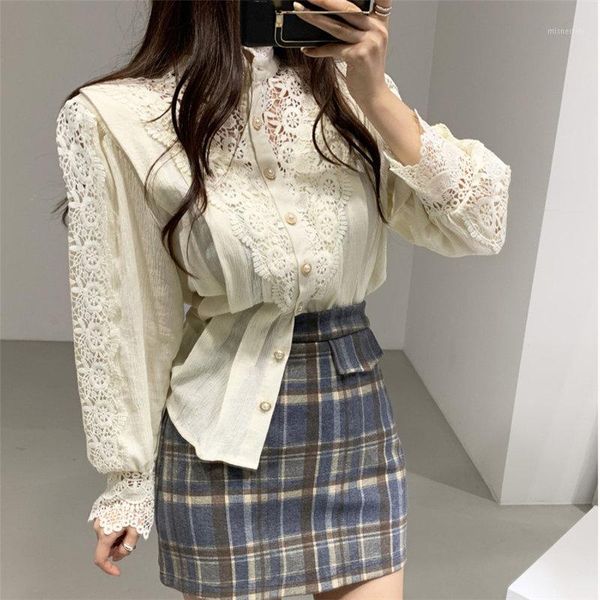 women's blouses & shirts style 2021 stylish patchwork lace elegant girls fresh loose sweet fashion office lady women casual, White
women's blouses & shirts style 2021 stylish patchwork lace elegant girls fresh loose sweet fashion office lady women casual, White