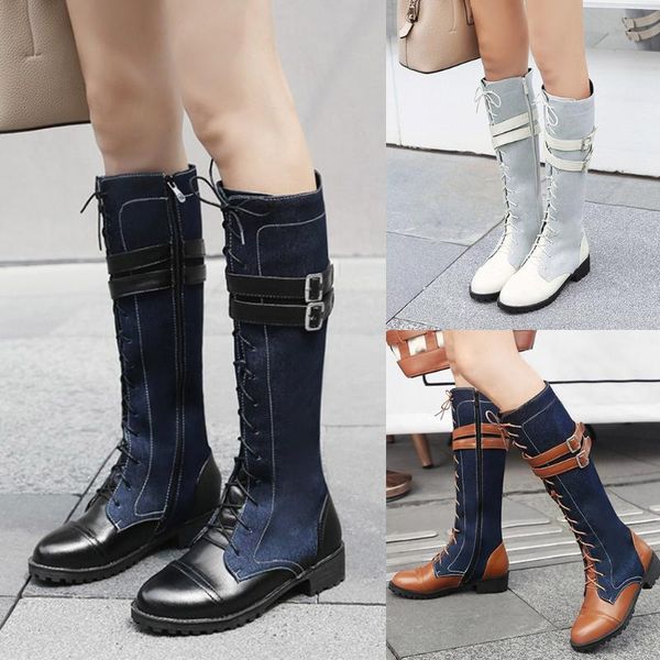 boots stitching denim square heel spring summer autumn and winter fashion plus size velt vuckle, Black
boots stitching denim square heel spring summer autumn and winter fashion plus size velt vuckle, Black