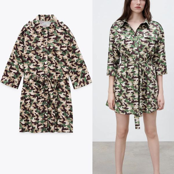 dresses camouflage print shirt women vintage long sleeve belted spring mini es woman button up casual vestidos, Black;gray
dresses camouflage print shirt women vintage long sleeve belted spring mini es woman button up casual vestidos, Black;gray