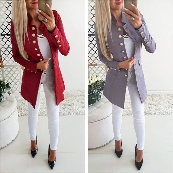 women's jackets spring autumn suit office lady sleeve open single breasted slim coat black red skinny long jacket women zof1, Black;brown
women's jackets spring autumn suit office lady sleeve open single breasted slim coat black red skinny long jacket women zof1, Black;brown