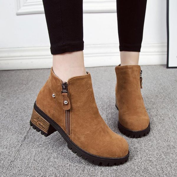 fashion ankle boots women shoes woman plus size flock zipper round toe low heels short winter botas mujer, Black
fashion ankle boots women shoes woman plus size flock zipper round toe low heels short winter botas mujer, Black