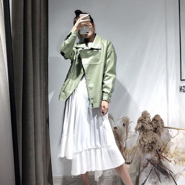 women's leather & faux motorcycle jacket women's short 2021 spring and autumn loose korean versatile fruit green pu bf style, Black
women's leather & faux motorcycle jacket women's short 2021 spring and autumn loose korean versatile fruit green pu bf style, Black