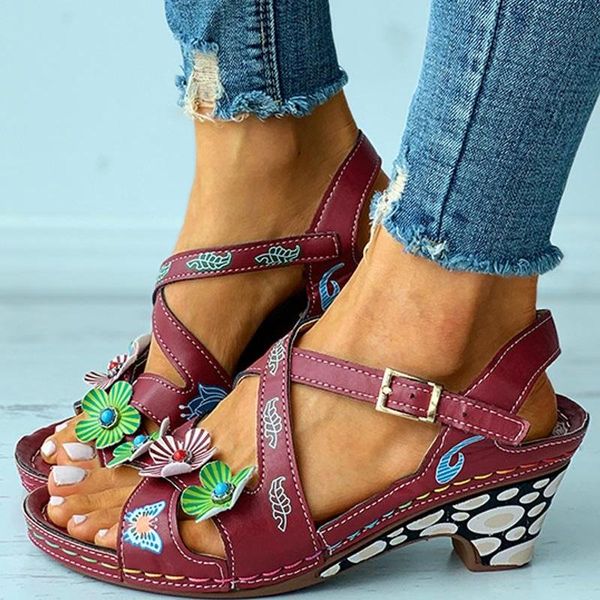 sandals summer women mid heel buckle strap retro print ladies shoes dimensional flower decoration casual sewing wedges, Black
sandals summer women mid heel buckle strap retro print ladies shoes dimensional flower decoration casual sewing wedges, Black