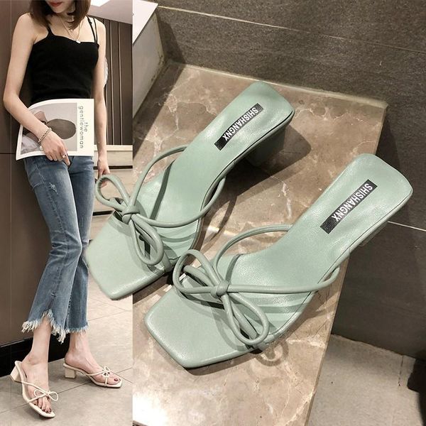 slippers 2021 bowknot sandals ladies thick heel mid-heel solid color women shoes, Black
slippers 2021 bowknot sandals ladies thick heel mid-heel solid color women shoes, Black