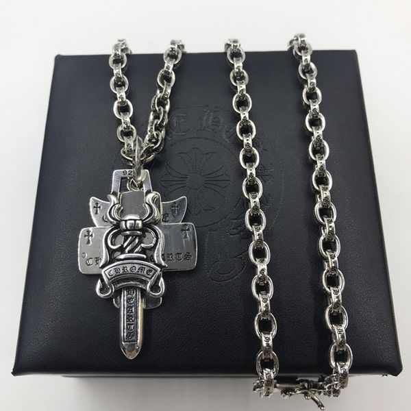 designer three brand sword pendant croquet necklace men's three layer mixed sweater chain net trendy jewelry, Silver
designer three brand sword pendant croquet necklace men's three layer mixed sweater chain net trendy jewelry, Silver