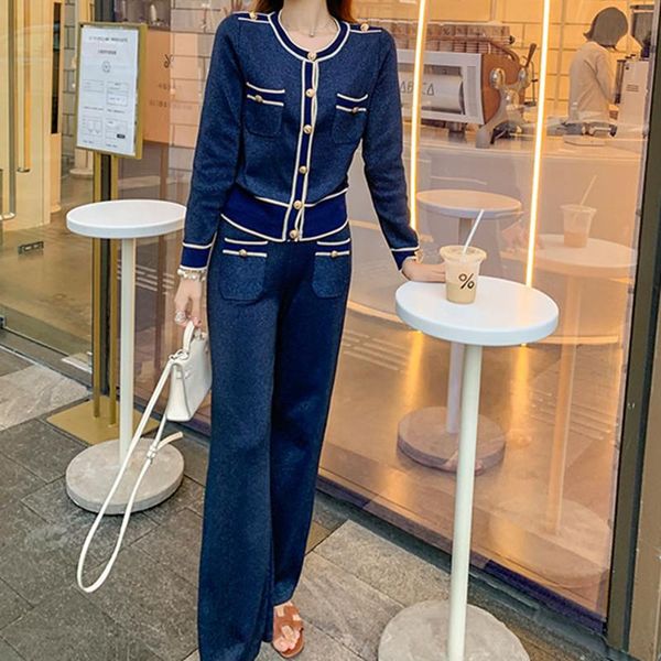 women's two piece pants blue ladies knitted cardigan outerwear+ small fragrance straight high waist wide-leg office lady two-piece sets, White
women's two piece pants blue ladies knitted cardigan outerwear+ small fragrance straight high waist wide-leg office lady two-piece sets, White