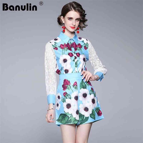 banulin runway summer flower shorts two pieces sets women's chic lace patchwork long sleeve shirt and short suits 210603, White
banulin runway summer flower shorts two pieces sets women's chic lace patchwork long sleeve shirt and short suits 210603, White