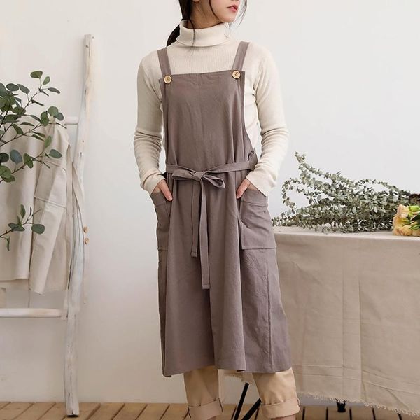 aprons korean style cotton linen apron dress adjustable buttons kitchen cooking for women lady chef baker server
aprons korean style cotton linen apron dress adjustable buttons kitchen cooking for women lady chef baker server