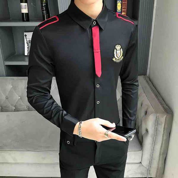 men's casual shirts long-sleeved bar nightclub hair stylist bow tie work male slim fit black white clothing mens dress 6y9v, White;black
men's casual shirts long-sleeved bar nightclub hair stylist bow tie work male slim fit black white clothing mens dress 6y9v, White;black
