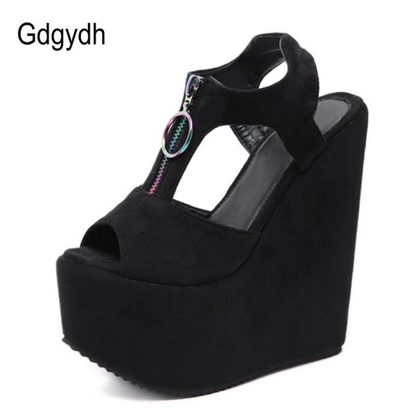 gdgydh height 17cm high heels platform wedges shoes women front zipper roman style sandals party open toe hollow out drop ship dress, Black
gdgydh height 17cm high heels platform wedges shoes women front zipper roman style sandals party open toe hollow out drop ship dress, Black