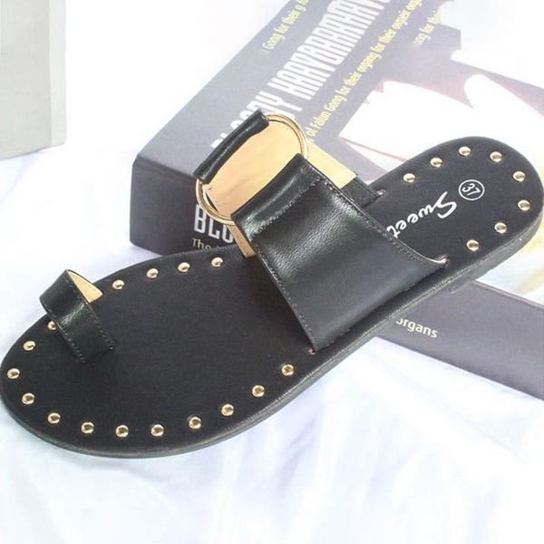 rivet fashion women slippers metal ladies flat shoes comfortable female open toe summer breathable pu leather casual, Black
rivet fashion women slippers metal ladies flat shoes comfortable female open toe summer breathable pu leather casual, Black