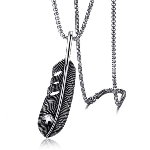 design jewelry takahashi series stainless steel eagle feather leaf pendant necklace for men and women, Silver
design jewelry takahashi series stainless steel eagle feather leaf pendant necklace for men and women, Silver