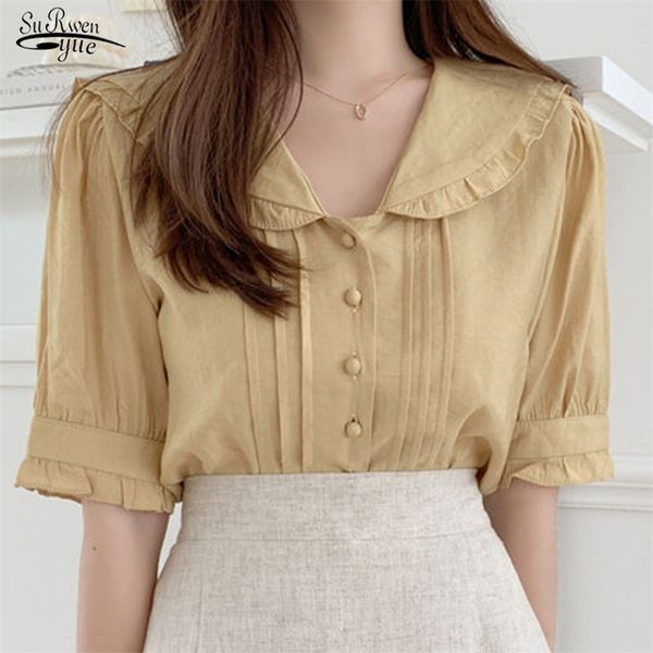 blusas women blouse ruffles summer shirt button preppy style peter pan colla elegant clothing 10103 210421, White
blusas women blouse ruffles summer shirt button preppy style peter pan colla elegant clothing 10103 210421, White
