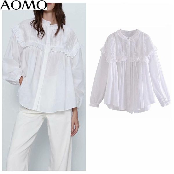 women's blouses & shirts aomo 2021 women ruffle pleated white vintage long sleeve beading button elegant office ladies work wear 4m149a
women's blouses & shirts aomo 2021 women ruffle pleated white vintage long sleeve beading button elegant office ladies work wear 4m149a