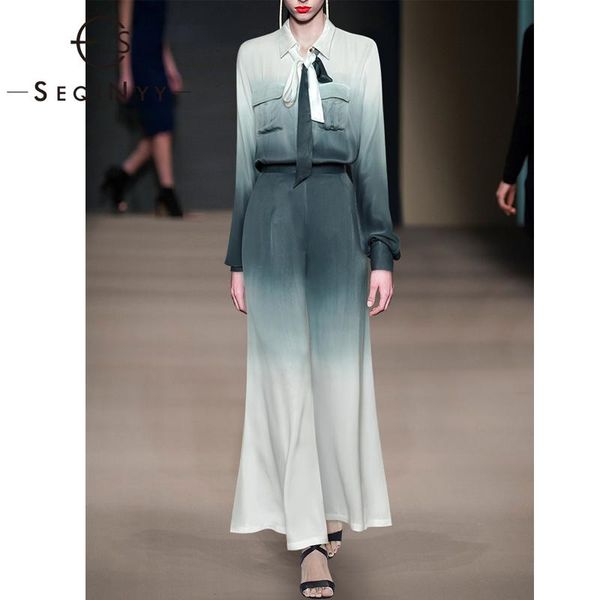 women's tracksuits seqinyy gradient suit 2021 early autumn spring fashion design long sleeve tie shirt + loose trousers women set runwa, Gray
women's tracksuits seqinyy gradient suit 2021 early autumn spring fashion design long sleeve tie shirt + loose trousers women set runwa, Gray