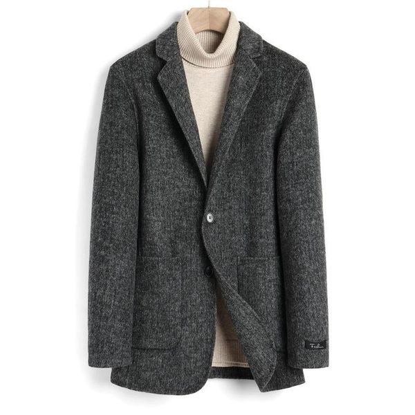 men's wool & blends 2021 autumn winter casual men thick coats turn-down collar male fashion blend jackets outerwear warm overcoats e321, Black
men's wool & blends 2021 autumn winter casual men thick coats turn-down collar male fashion blend jackets outerwear warm overcoats e321, Black