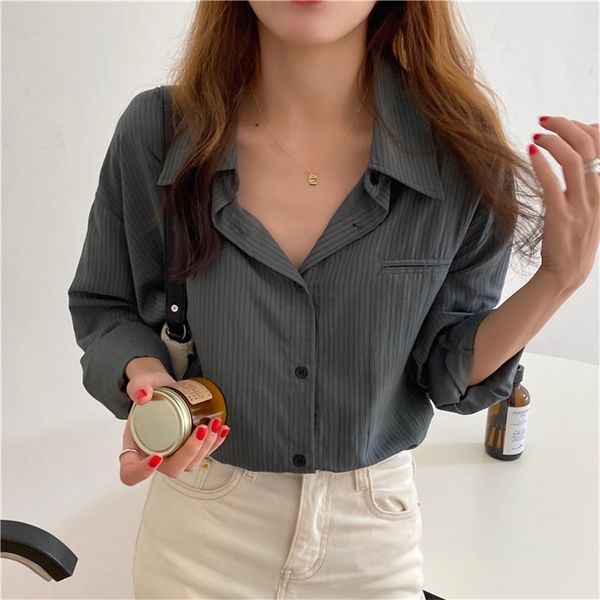 women autumn winter blouse shirts striped turn-down collar oversize korean elegant lady wild bl9129 210416, White
women autumn winter blouse shirts striped turn-down collar oversize korean elegant lady wild bl9129 210416, White