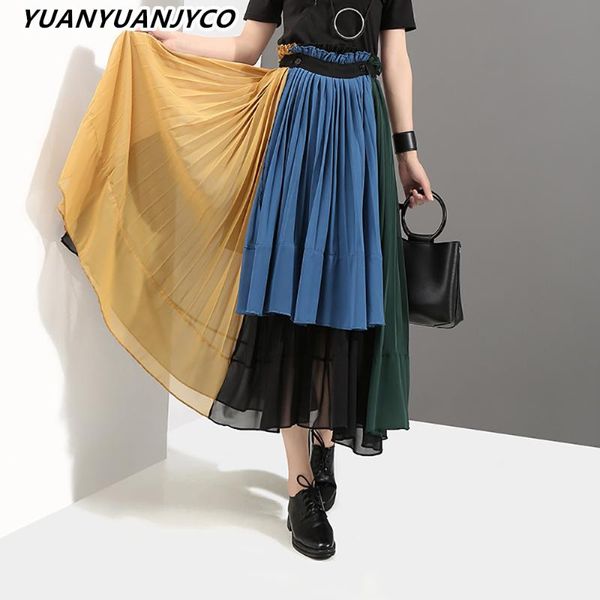 skirts yuanyuanjyco spring autumn women long casual chiffon fashion patchwork multicolor high waist mesh belt pleated clothes, Black
skirts yuanyuanjyco spring autumn women long casual chiffon fashion patchwork multicolor high waist mesh belt pleated clothes, Black