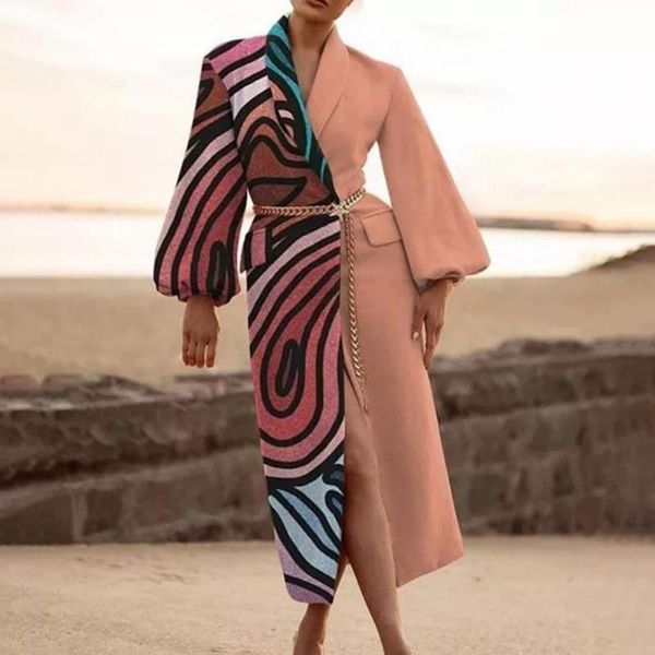 women's wool & blends coat lantern sleeve abstract print patchwork lapel open front warm casual woolen outwear for autumn winter, Black
women's wool & blends coat lantern sleeve abstract print patchwork lapel open front warm casual woolen outwear for autumn winter, Black