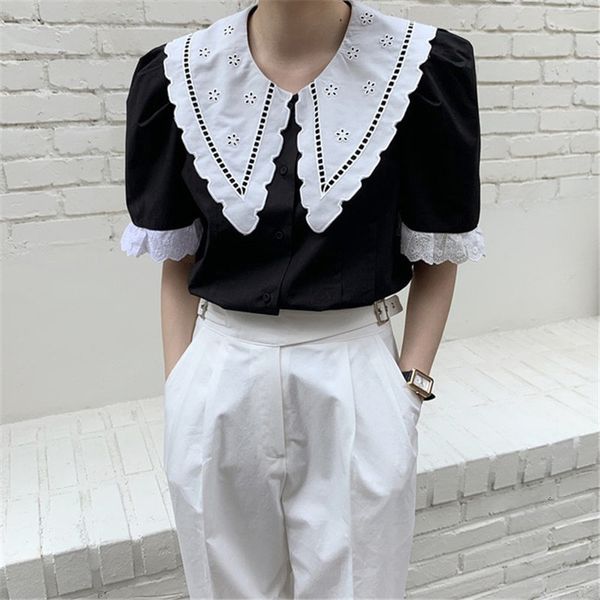 dress hook flowers color-hit vintage female loose single breasted korean chic summer retro shirts, White
dress hook flowers color-hit vintage female loose single breasted korean chic summer retro shirts, White