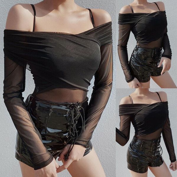 women's jumpsuits & rompers womens ladies mesh fishnet sheer off shoulder long sleeve leotard bodysuit top, Black;white
women's jumpsuits & rompers womens ladies mesh fishnet sheer off shoulder long sleeve leotard bodysuit top, Black;white