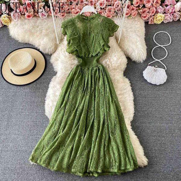 o-neck lace dresses for women spring slim waist elegant temperament vestido feminino solid sleeveless ruffles dress 210415, Black;gray
o-neck lace dresses for women spring slim waist elegant temperament vestido feminino solid sleeveless ruffles dress 210415, Black;gray